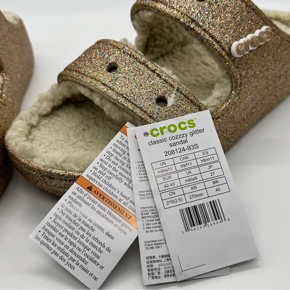 Crocs Classic Cozzzy Glitter Sandals - Picture 10 of 15